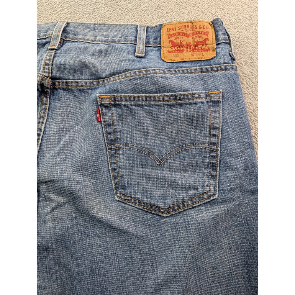 Levis 569 Loose Straight Leg Jeans Mens 39x32 Light Wash Blue Denim 100% Cotton
